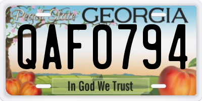 GA license plate QAF0794