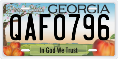 GA license plate QAF0796