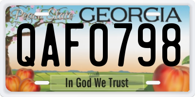 GA license plate QAF0798