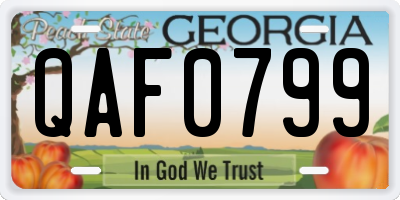 GA license plate QAF0799