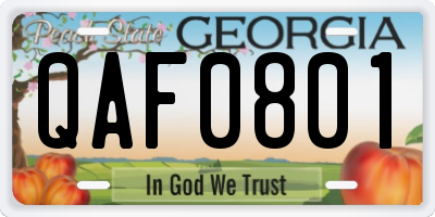 GA license plate QAF0801