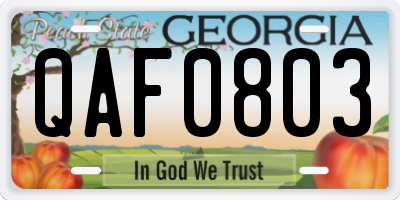 GA license plate QAF0803