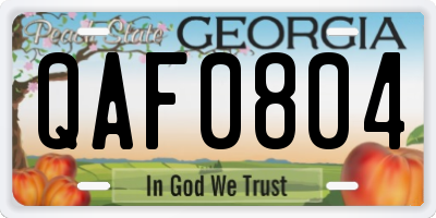 GA license plate QAF0804