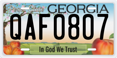 GA license plate QAF0807