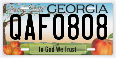 GA license plate QAF0808