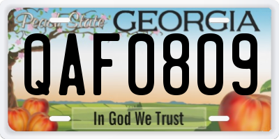 GA license plate QAF0809