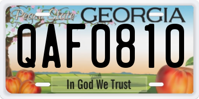 GA license plate QAF0810