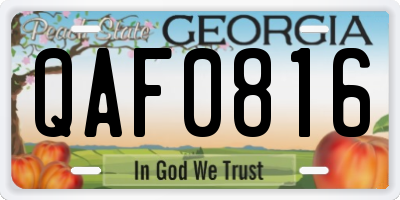 GA license plate QAF0816