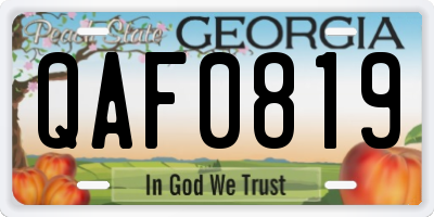 GA license plate QAF0819