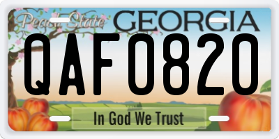 GA license plate QAF0820