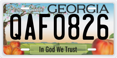 GA license plate QAF0826
