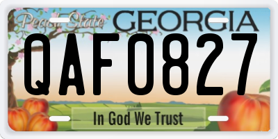 GA license plate QAF0827