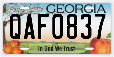 GA license plate QAF0837
