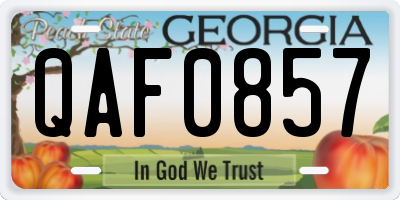 GA license plate QAF0857