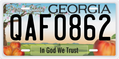 GA license plate QAF0862