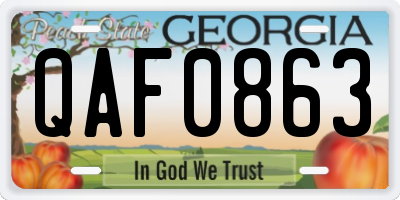 GA license plate QAF0863
