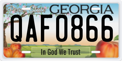 GA license plate QAF0866