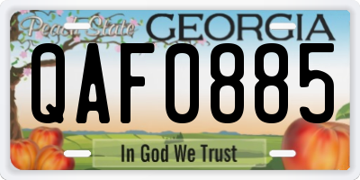 GA license plate QAF0885