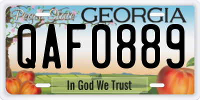 GA license plate QAF0889