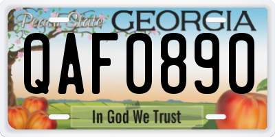 GA license plate QAF0890
