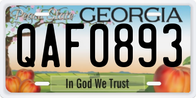 GA license plate QAF0893