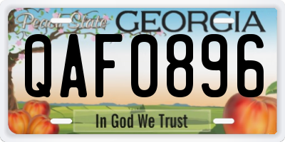 GA license plate QAF0896