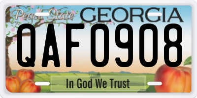GA license plate QAF0908