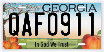 GA license plate QAF0911