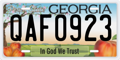 GA license plate QAF0923