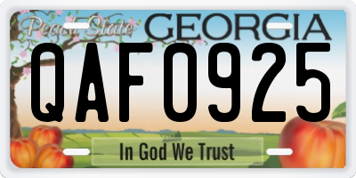 GA license plate QAF0925