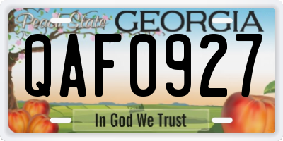 GA license plate QAF0927