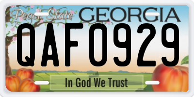 GA license plate QAF0929