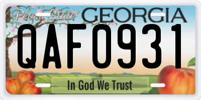 GA license plate QAF0931