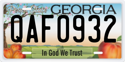 GA license plate QAF0932