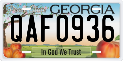 GA license plate QAF0936