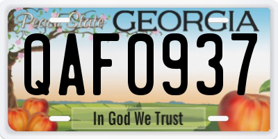 GA license plate QAF0937