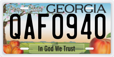 GA license plate QAF0940