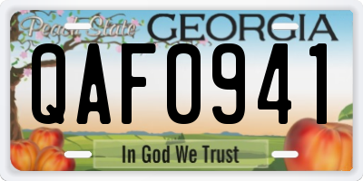 GA license plate QAF0941