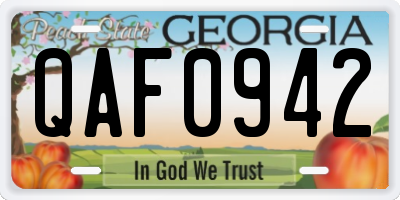 GA license plate QAF0942