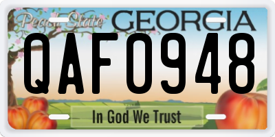 GA license plate QAF0948