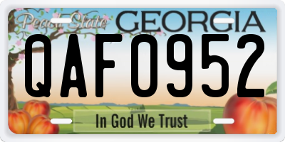GA license plate QAF0952