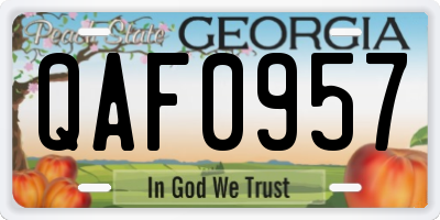 GA license plate QAF0957
