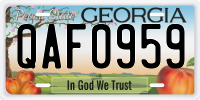 GA license plate QAF0959