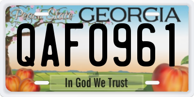 GA license plate QAF0961