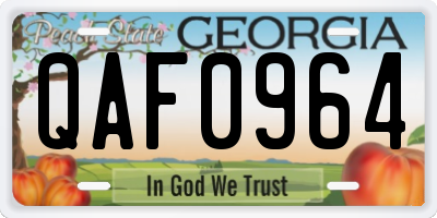 GA license plate QAF0964