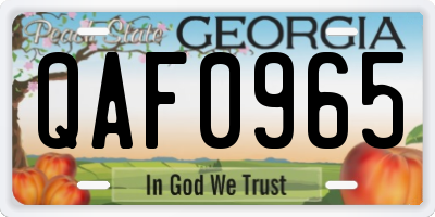 GA license plate QAF0965