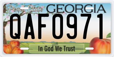 GA license plate QAF0971