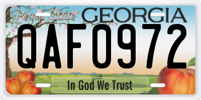 GA license plate QAF0972