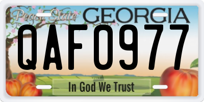GA license plate QAF0977