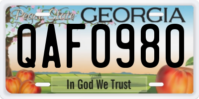 GA license plate QAF0980